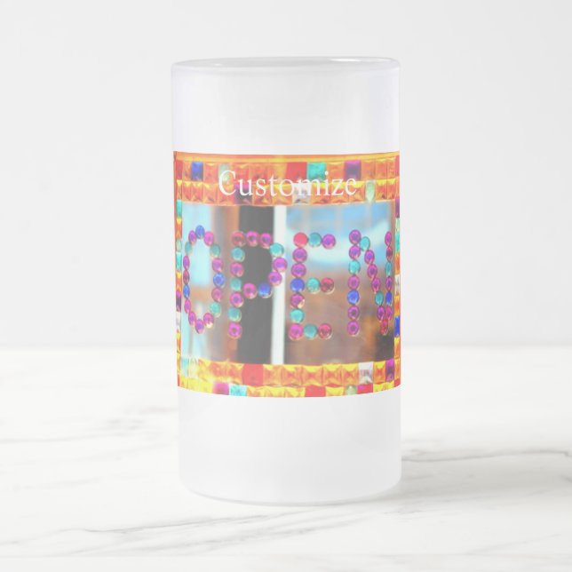 öppningsskylt för glaspärla frostat ölglas (Center)