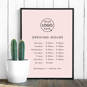 Öppningstider Rosa av öppettider för Logotyp för Poster