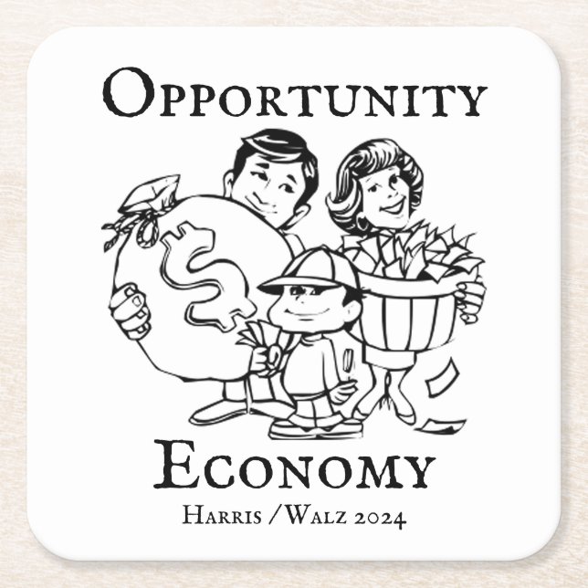 Opportunity Economy Harris Walz 2024 Underlägg Papper Kvadrat (Framsidan)