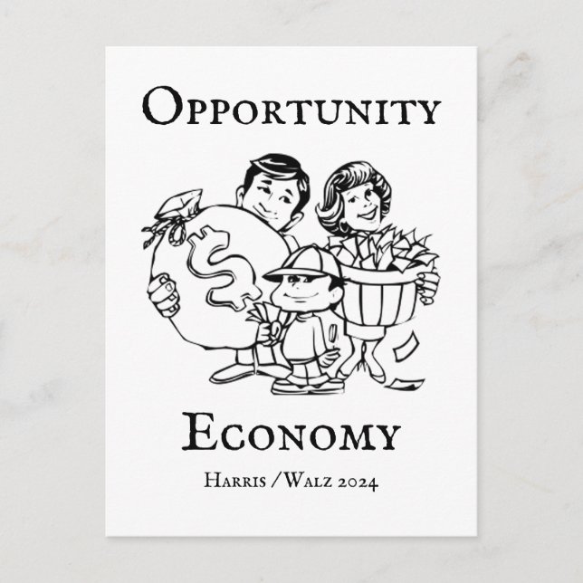 Opportunity Ekonomi Harris Walz 2024 Vykort (Framsida)