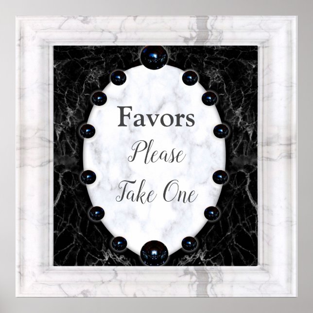 Oppulent White & Black Marble Spheres Poster (Framsidan)