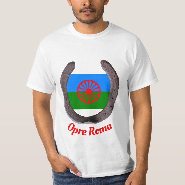 Opre Roma Romany Gypsy T Shirt (Framsida)