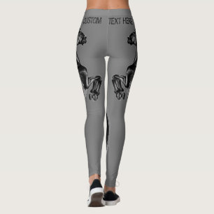 Oprickad svart Vild - svart och vit Teckning Leggings