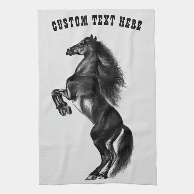 Opright Black Horse Kitchen Towel Namn Kökshandduk (Vertikal)