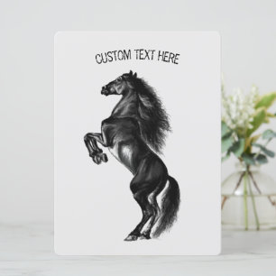 Opright Black Vild Horse - Teckning - Anpassningsb
