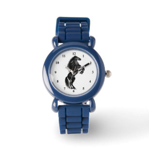 Opright Black Vild Horse Watch Black and White - Armbandsur
