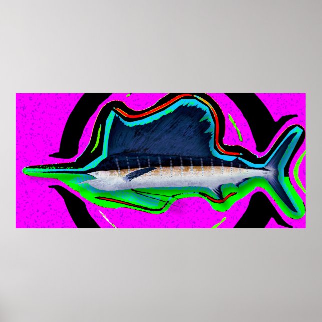 OptArt Pacific Sailfish Poster (Framsidan)