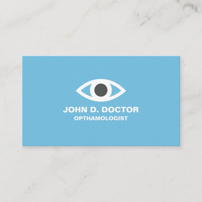 Opthamolog eller optometrist, blått affärskort visitkort (Framsida)