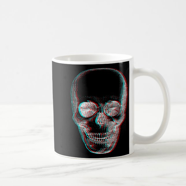 Optical Illusion Halloween Skeleton Skull  Kaffemugg (Höger)