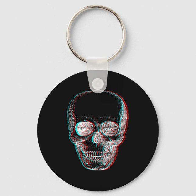 Optical Illusion Halloween Skeleton Skull  Nyckelring (Framsida)