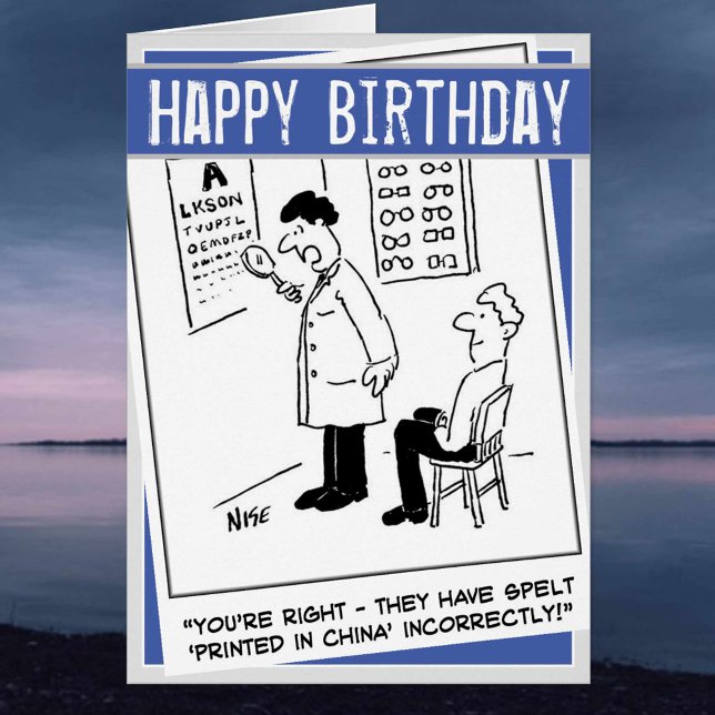 Optician ge an öga test hälsningskort (Skapare uppladdad)