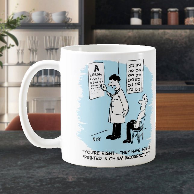 Optician ge an öga test kaffemugg (Skapare uppladdad)