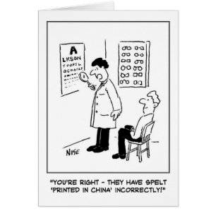 Optician ge an öga test OBS kort