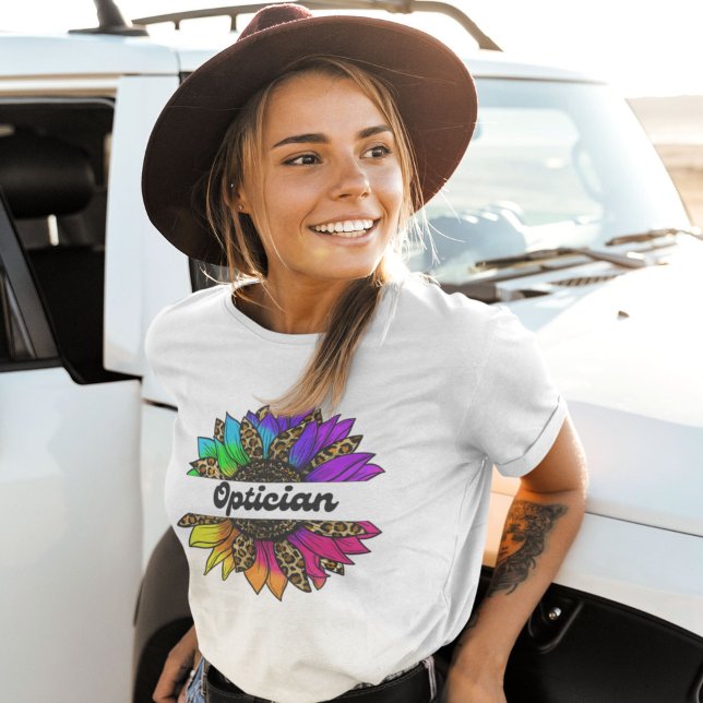 Optician Profession Rainbow Sunblomma T Shirt (Optician Profession Rainbow Sunflower T-Shirt
)