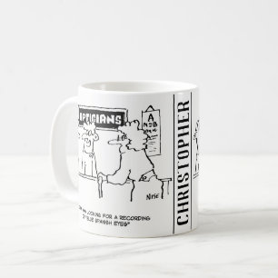 Optician tillfrågas om "Spanska Öga" Kaffemugg