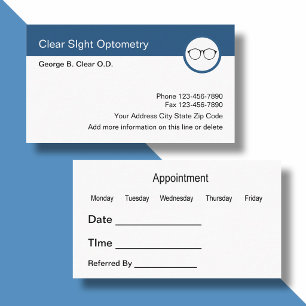 Optiker Oftalmolog Glasögon Design Visitkort