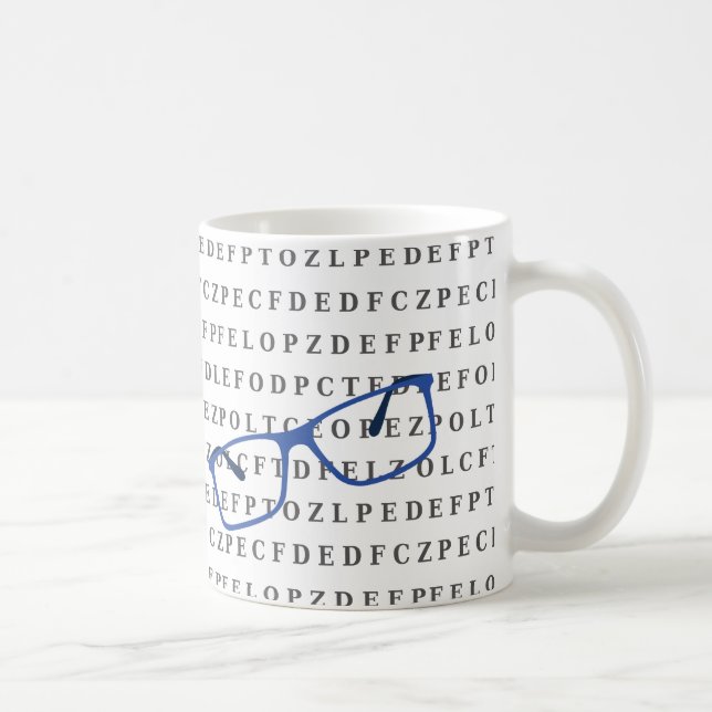Optiker Optiker Ögontestdiagram och glasögon  Kaffemugg (Höger)