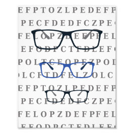 Optikers syntestdiagram och glasögon fototryck