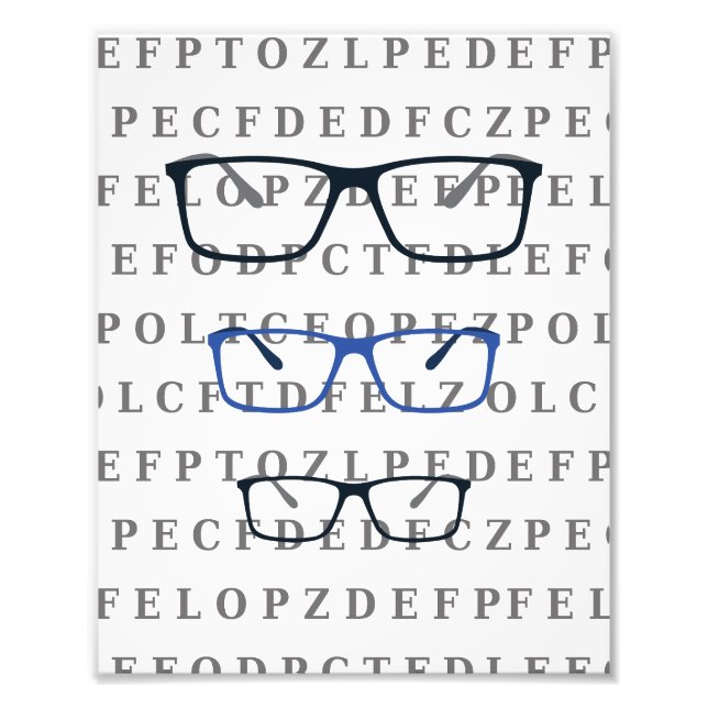 Optikers syntestdiagram och glasögon fototryck (Framsidan)
