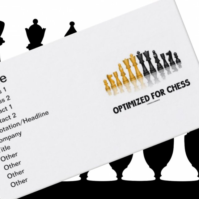 Optimerad för schack (spegelschackuppsättning) visitkort (Business card for any chess player who is "Optimized For Chess")
