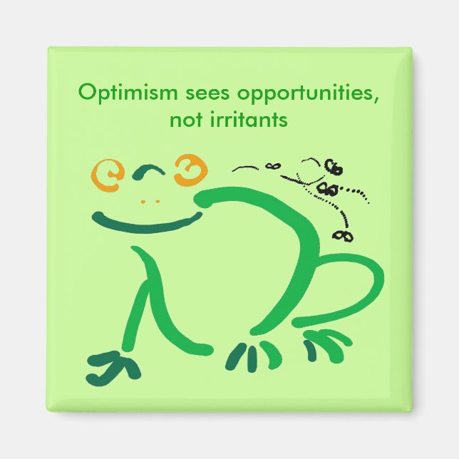 Optimism groda och flugor magnet (Framsidan)