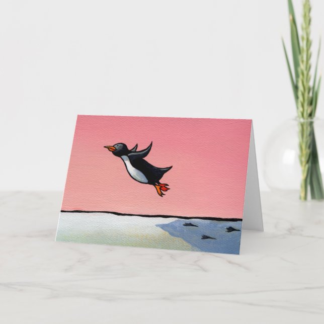 Optimist för konst för grattiskortpingvin evig kort (Framsida)