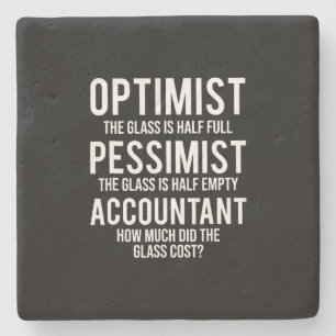 Optimist Pessimist Accountant Glass Costume Gift Stenunderlägg