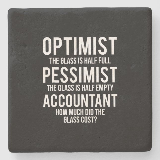 Optimist Pessimist Accountant Glass Costume Gift Stenunderlägg (Framsidan)