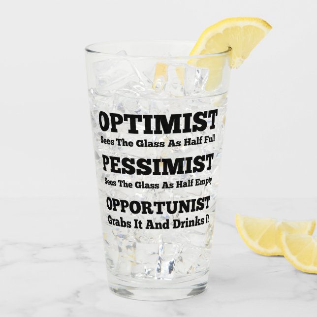 Optimist, pessimist och opportunist glaskopp (Bakside Is)