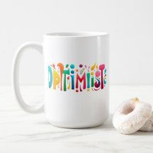 "Optimist Vit Mugg – Färgglad Motiverande Design