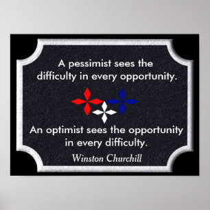 Optimist - Winston Churchill-citattecken - skriv u Poster