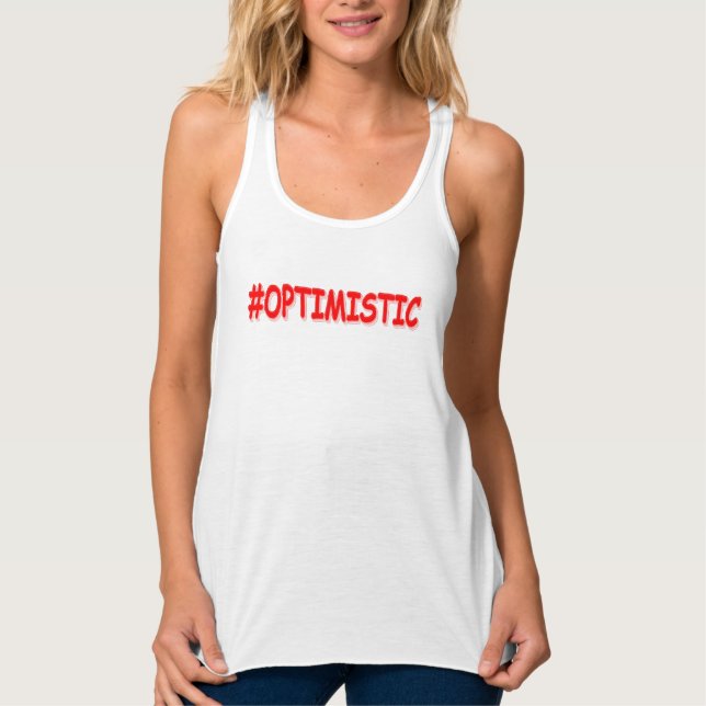 "#OPTIMISTIC" Cute Design. Köp nu Linne Med Racerback (Framsida)