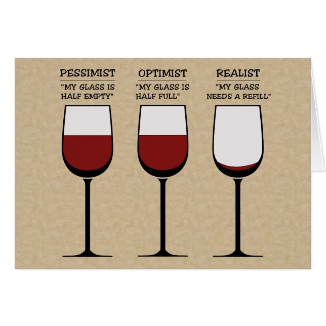 Optimistpessimist- och Realistöverrrakning Hälsningskort (Framsidan Horizontal)