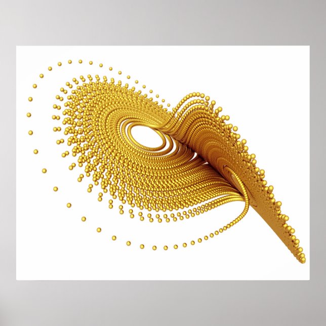 Optisk Art Lorenz Golden Fractal Attractor 2 Poster (Framsidan)