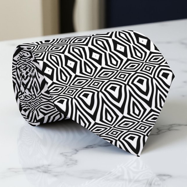 Optisk bild av svart och vit geometrisk mosaik slips (Skapare uppladdad)