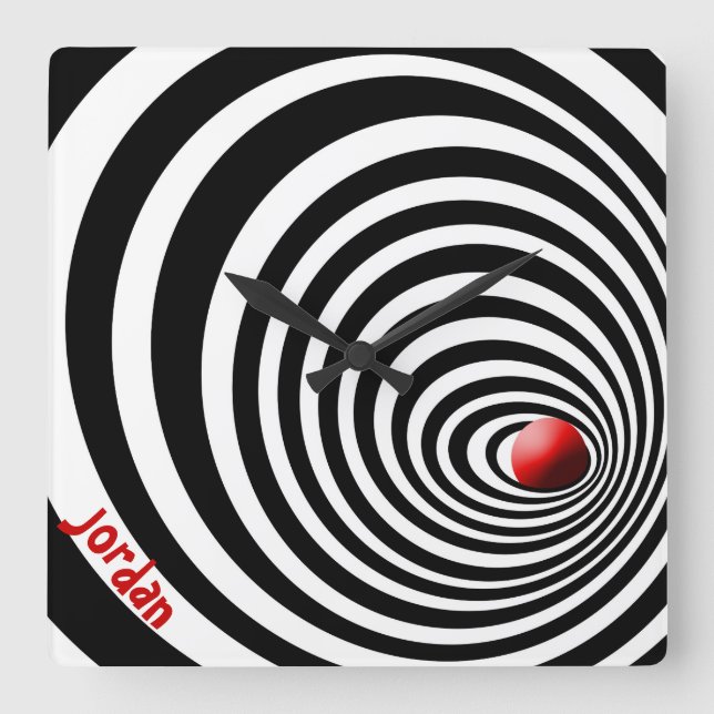 Optisk bild för tidstunneln fyrkantig klocka (Framsida)