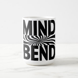 Optisk bild med bred böjning, fet svart och vit kaffemugg