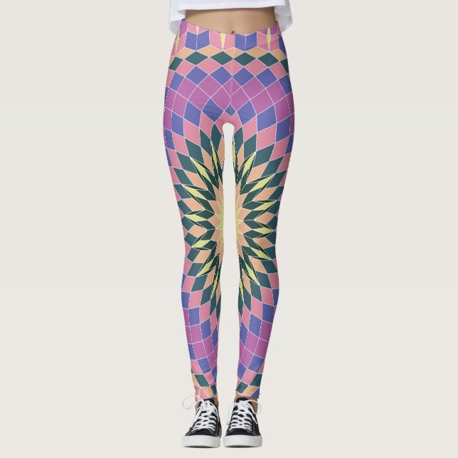 Optisk effektsblomma leggings (Framsida)