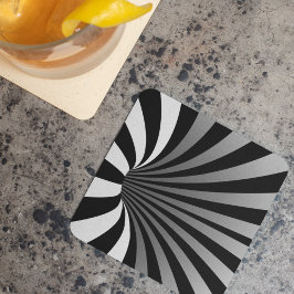 Optisk, hypnotisk Illusion Vortex Black Underlägg Papper Kvadrat