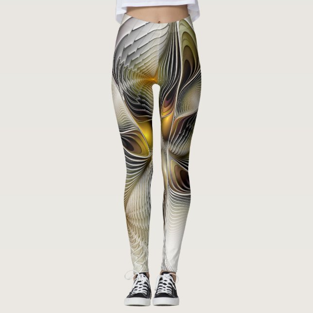 Optisk Illusion-Abstrakt 3D-ram med djup Leggings (Framsida)