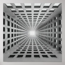 Optisk Illusion Art för oändligt geometriskt rutnä Poster