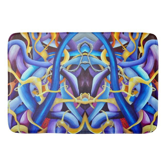 Optisk illusion av contemporary Blue Abstrakt Badrumsmatta (Framsidan)