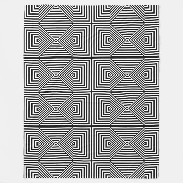 Optisk Illusion Black & White Geometric Blanket Fleecefilt (Framsidan)