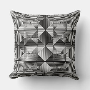 Optisk Illusion Black & White Geometric Cushion Kudde
