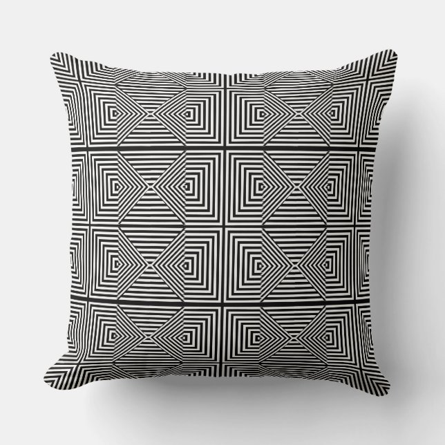 Optisk Illusion Black & White Geometric Cushion Kudde (Framsida)