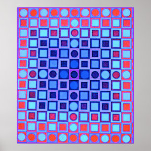 OPTISK ILLUSION BLUE Poster