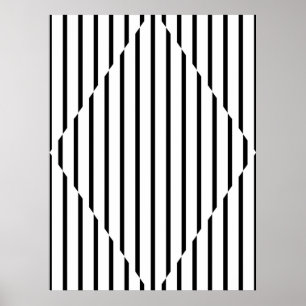 Optisk Illusion Diamond Linjer Black White Poster