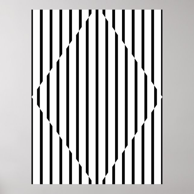 Optisk Illusion Diamond Linjer Black White Poster (Framsidan)