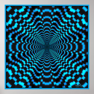 Optisk illusion för blåttTime tunnel Poster