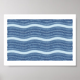 Optisk illusion för fantastiskt sorlblåttvatten poster